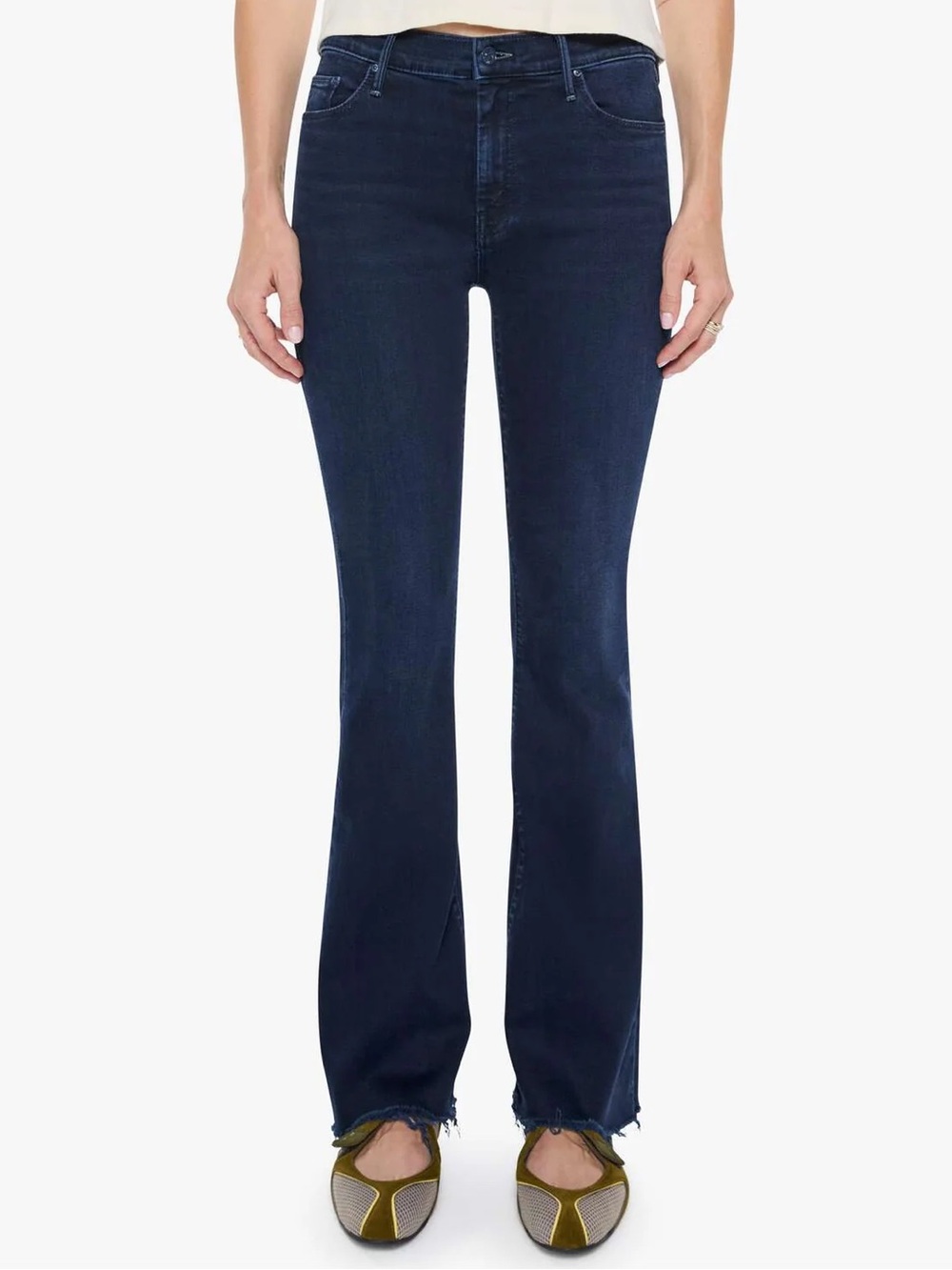 MOTHER The Weekender Fray Jeans Chip On My Shoulder Size 30